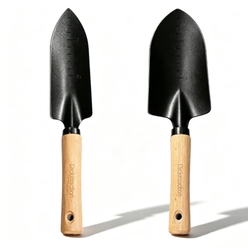2 Pack Garden Trowel Set Carbon Steel Hand Shovel with Measurement Marks for Digging Planting and Transplanting Garden Work