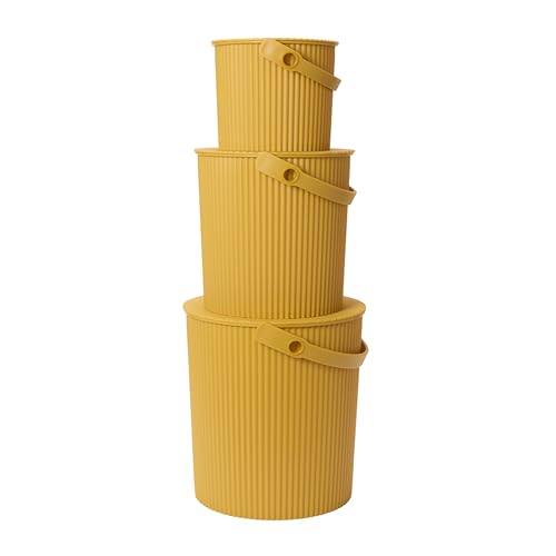 Hachiman Bucket Set of 3 Mini, Large, & Extra Large - color: Mustard, size: Set of 3