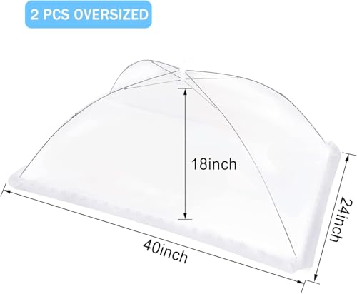 JULBEAR 2Pcs 40x24 Extra Large Mesh Food Cover Tent for Outside - size: 40"x24"
