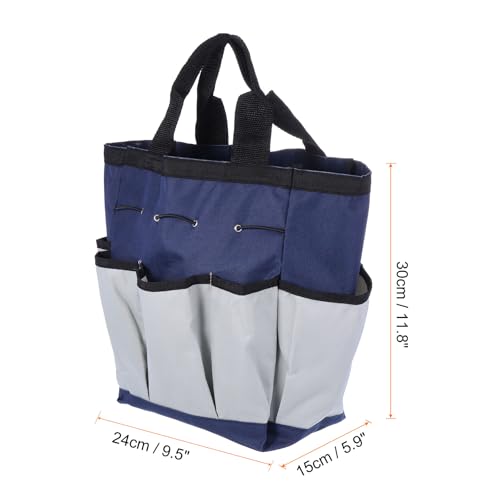 HARFINGTON Garden Tool Bag 9.5" x 5.9" x 11.8" Large Oxford Cloth Bag with Pockets Garden Tote Bag Gardening Plant Tool Organizer Storage Carrier Store for Outdoor Women Men, Blue - color: Blue