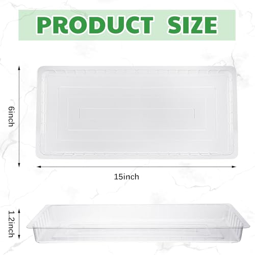 SiliFine 20 Pcs Clear Plastic Plant Saucer Rectangular Plant Drip Trays