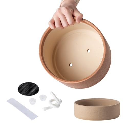 8 Inch Ceramic Self Watering Planter with Drainage Hole Terracotta - color: Terracotta, size: Medium