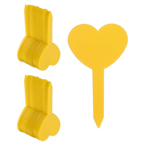 HARFINGTON 150pcs Plastic Plant Labels 3.26" x 1.97" Reusable Waterproof & Sun-Proof Garden Tags for Nursery Potted Herbs Flowers, Yellow - color: Yellow