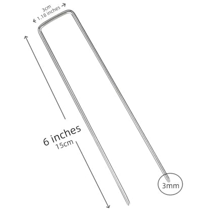 6 Inches Heavy Duty Galvanized Steel Garden Stakes Staples Securing Pegs for Securing Weed Fabric Landscape Fabric Netting Ground Sheets and Fleece, Christmas Decoration, Accessories (10)