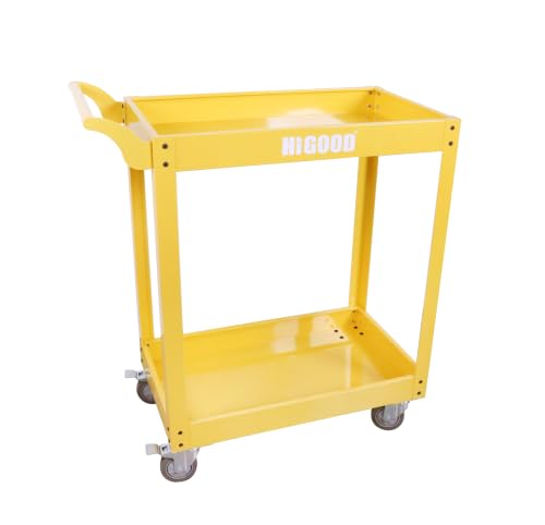 Heavy Duty Service Utility Cart,2 Shelf Steel, 800-Pound Capacity, 35.6 x 18.1x38-Inch Yellow - color: Yellow