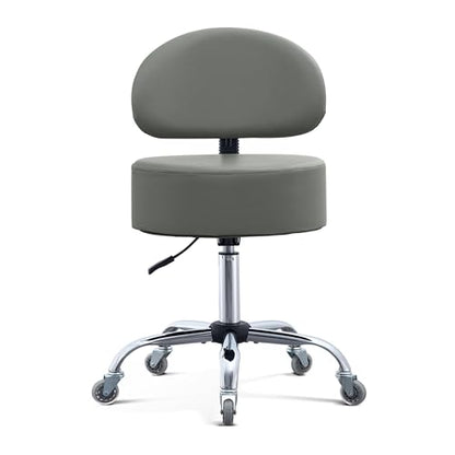 Ergonomic Rolling Drafting Stool with Backrest Lumbar Support - color: Grey, style: Classic