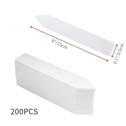 Quluxe 200 Pcs 6" Plant Labels PVC White Garden Labels Plant Tags Markers for Outdoor Garden - size: 6"x0.1"