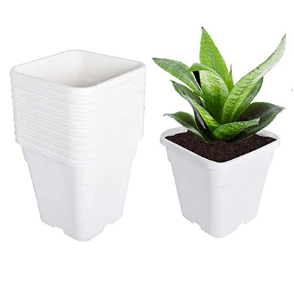 10-Pack 1Gallon Square Nursery Pots Plastic Garden Planter Pots Flower Seedling Container for Indoor Outdoor Plants Seedlings Flowers Vegetables White - size: 1 Gallon