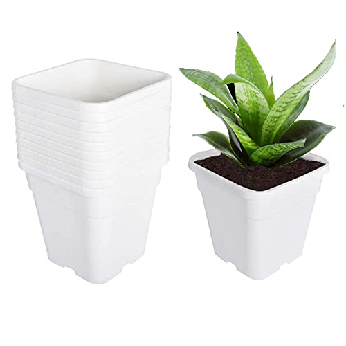 10-Pack 1Gallon Square Nursery Pots Plastic Garden Planter Pots Flower Seedling Container for Indoor Outdoor Plants Seedlings Flowers Vegetables White - size: 1 Gallon