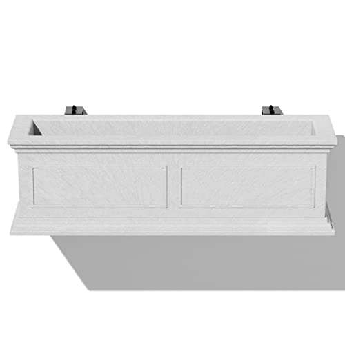 Veradek Brixton Series Plastic Railing Planter - Rectangular Planter for Outdoor Deck/Balcony | Crack-Resistant with Adjustable Rail Attachment | Classic Estate Design for Herbs, Succulents, Flowers - color: Gray, size: 11"H x 11"W x 36"L - 1 Pack