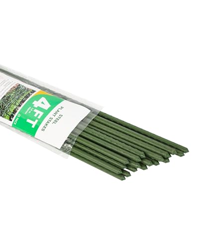 4ft Garden Stakes, Plastic Coated Steel Plant Stakes for Climbing Plants 25pcs - size: 4FT