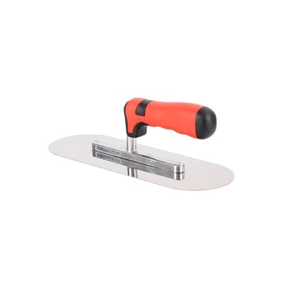 Concrete Tools Stainless Steel Pool Trowel, 11" x 4" Masonry Hand Tool with Soft Grip Handle, Lightweight, Plastering Trowel for Drywall Plastering Construction, Round End (Medium:11"L x 4"W) - size: Medium:11"L x 4"W