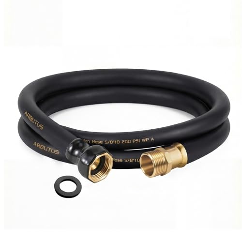 Garden Hose 5/8"x 10ft Brass Rubber Heavy Duty Water Hose 600 PSI Black - color: Black, size: 10FT