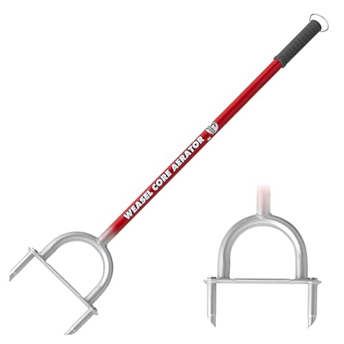 Garden Weasel Core Aerator Tool Long Handle for Lawn Grass Dethatching