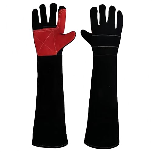 Leather Welding Gloves, Heat Resistant Cowhide Work Gloves for BBQ Fireplace Gardening Camping Animal Handling - size: 24 Inch