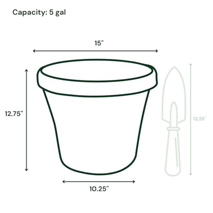 Bloem Terra 14" Plastic Planter, 5 Gallon, Navy, 2-Pack - color: Navy, size: 14"
