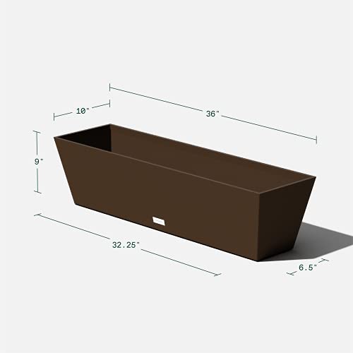 Veradek Pure Series Window Box Planter - Tapered Outdoor Planter - color: Espresso, size: 36 inch - 2 Pack
