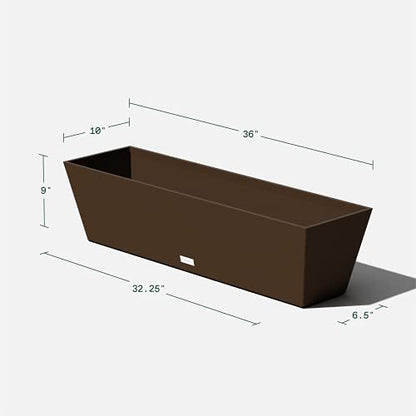 Veradek Pure Series Window Box Planter - Tapered Outdoor Planter - color: Espresso, size: 36 inch - 2 Pack