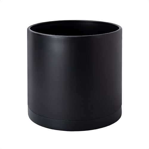 D'vine Dev Plastic Planter Pot with Saucer, 10 in, Black, 74-X-B-2 - color: Matte Black, size: 10 Inch