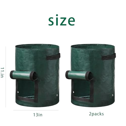 2 Pack 7 Gallon Grow Bags, Heavy Duty Garden Planting Pots with Flap and Reinforced Handles, Breathable Planters for Vegetables and Fruits, Green - color: Green, size: Medium