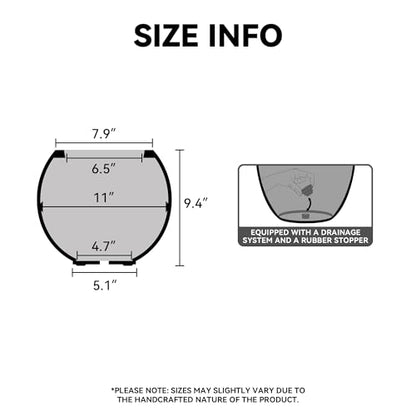 Kante Small Round Sphere White Concrete Planter 11" Dia, Outdoor - color: White, size: 11"w x 9.4"h