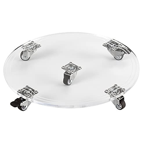 1PC Plant Caddy 12.5inch Acrylic Heavy Duty Round Plant Stand with 2 Roller Lockable Caster Wheels,Indoor Outdoor Holds Up 150 Lbs Patio/Flower Pot/Dolly,Transparent - size: 12inch