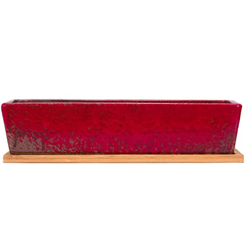 Succulent Pots, 12'' Large Long Rectangle Succulent Planter Pots with Drain - color: Red