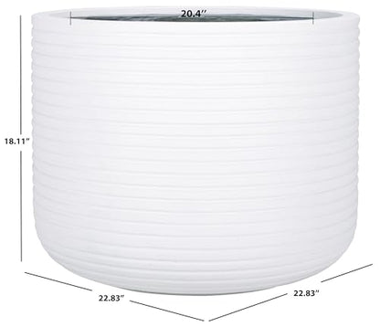 SAFAVIEH Outdoor Nardo Concrete Planter Pot, 22.8" White PAT1531C - color: White