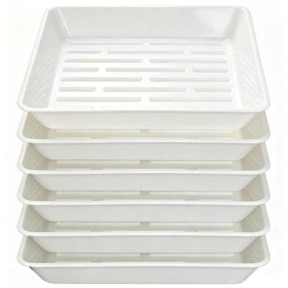 6 Pack 10" Square Plant Water Catcher Tray, Sturdy Plastic Saucer for Windowsill & Flower Pots, White - color: White, size: 10" - 6 Pack
