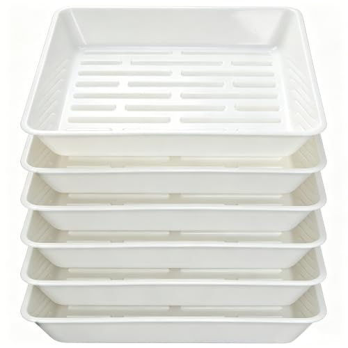 6 Pack 10" Square Plant Water Catcher Tray, Sturdy Plastic Saucer for Windowsill & Flower Pots, White - color: White, size: 10" - 6 Pack
