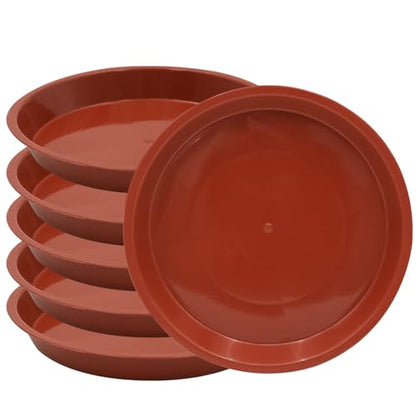 6 Pack 12 Inch Terracotta Plant Saucers Plastic Drip Trays - color: Terracotta, size: 12 Inch