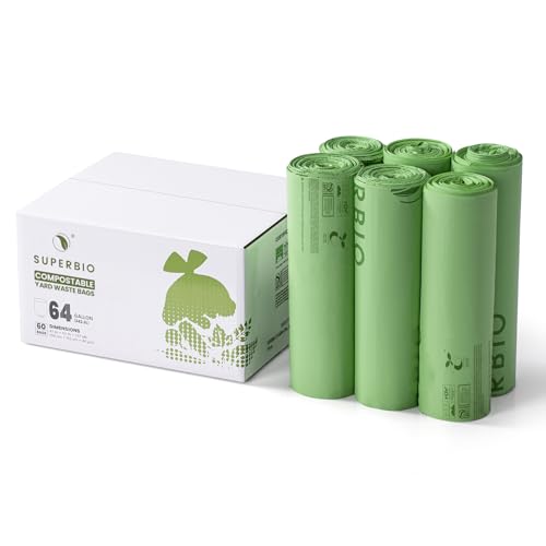 SUPERBIO 64 Gallon Compostable Yard Waste Bags - style: 64 gallon,60 count