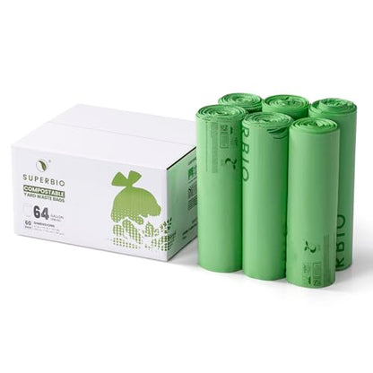 SUPERBIO 64 Gallon Compostable Yard Waste Bags - style: 64 gallon,60 count
