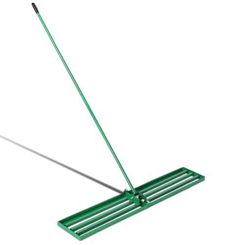 VINGLI Iron Lawn Leveling Rake 36in for Soil Sand Composs, Extended Handle, 180°Rotation Head, with All Handwares, for Yard Garden Golf Field, Green (36in) - color: 36in