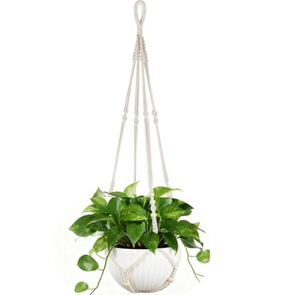 2 Pack Macrame Plant Hanger, 36 in Ivory Hanging Planter Holder
