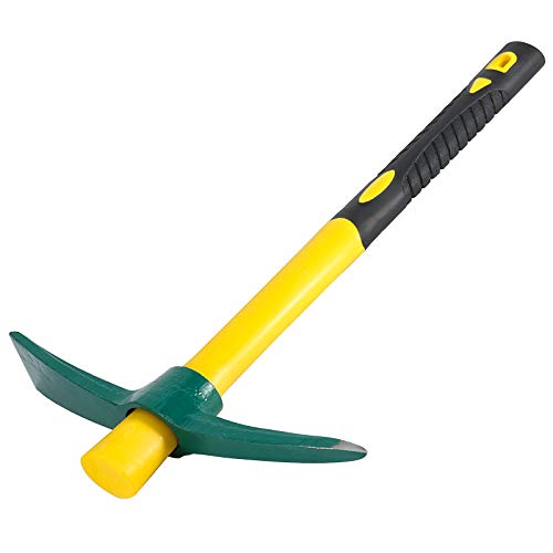 2 PCS Pick Mattock Hoe Heavy Duty, Gardening Hand Pick with 15 Inch Shock Absorption Rubber Handle and Forged Head, Pick Axe Hand Tool for Digging Weeding Prospecting Camping - size: 15 Inch Hand Pick 2PCS