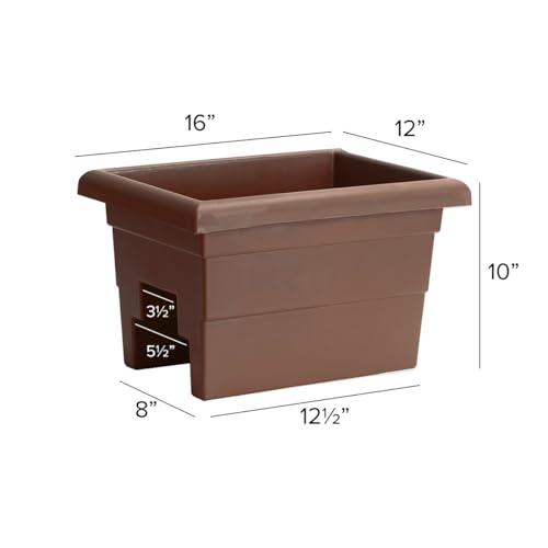 Root & Vessel Countryside Railing Planter Box, 16 Inch, Brown - color: Brown, size: 16 Inch