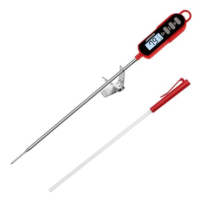 LONICERA Digital Candy Thermometer with Pot Clip, 11-Inch Probe, Red