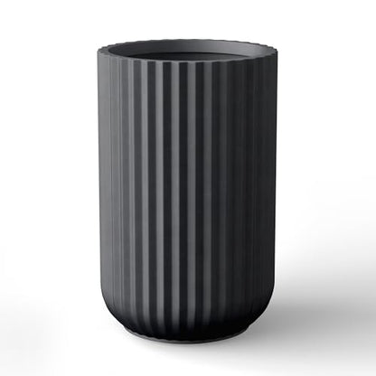 Kante Accent Round Column Black Concrete Planter 17.7" Tall, Outdoor - color: Black, size: 11"w x 17.7" h
