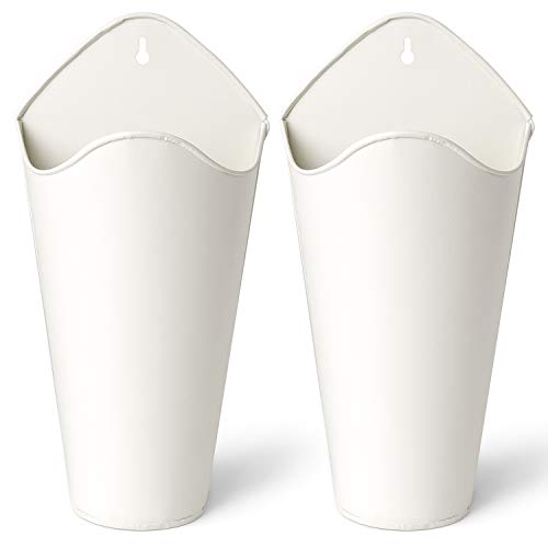 Mkono Metal Wall Planter, Hanging Vase for Flowers Plants, Set of 2, White - color: White