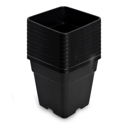 findmall 3 Gallon Square Black Nursery Pots Plant Pots Grow Pots Nursery Container for Planting Soil Plants 10 Pcs - color: Black, size: 3 Gallon