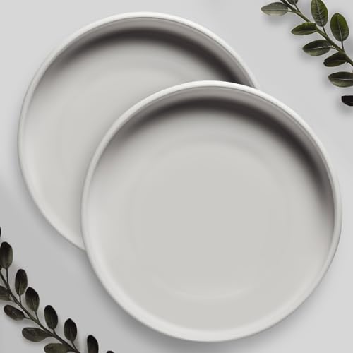 Willowy 2 Pack 9 Inch Matte White Ceramic Plant Drainage Trays, Indoor Use - color: Matte White, size: 9" (2 Pack)