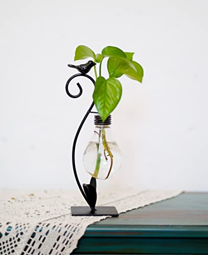 Tabletop Bird Planter Propagation Station, Narrow Mouth Bulb Plastic Vase - color: Bird