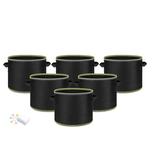 MEKOLIFE 6-Pack 5 Gallon Fabric Grow Bags, Breathable Planters with Handles - size: 6Pack(5 Gallon)
