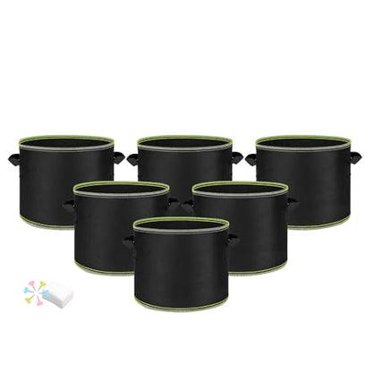 MEKOLIFE 6-Pack 5 Gallon Fabric Grow Bags, Breathable Planters with Handles - size: 6Pack(5 Gallon)