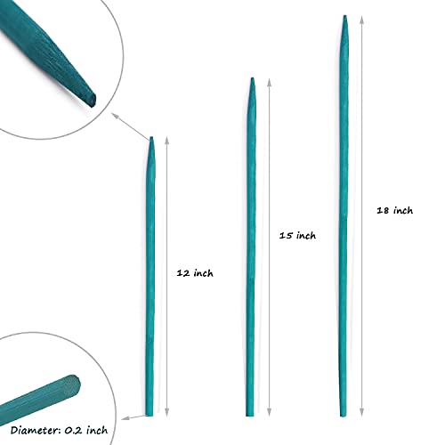 Plant Stakes 25Pcs,15IN Green Bamboo Sticks With25 Green Ties,Orchid Sticks - color: Green, size: 15 Inch 25Pack