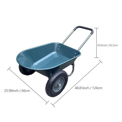 2 Wheel Wheelbarrow Heavy Duty Garden Cart Utility Wagon with Quick Release Dump, 600 LBS Capacity Rust-Resistant Poly Tray, Easy Hauling Yard Cart for Landscaping Mulch Firewood, Military Green - style: Victorian