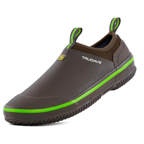 Trudave Mens Garden Shoes, Waterproof Slip-On Womens Rain Boots Unisex Rubber Footwear for Gardening, Farming, Lawn Care and Yard Work, Size 6-13 - color: Brown, size: 7 Women/6 Men