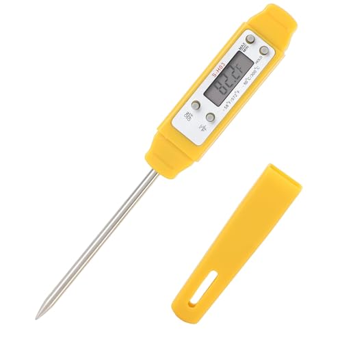 Akozon Digital Food Thermometer Automatic Calibration Pen High Accuracy Electronic Pocket Thermometer Yellow Home and Family Appliance and Decor - color: Yellow