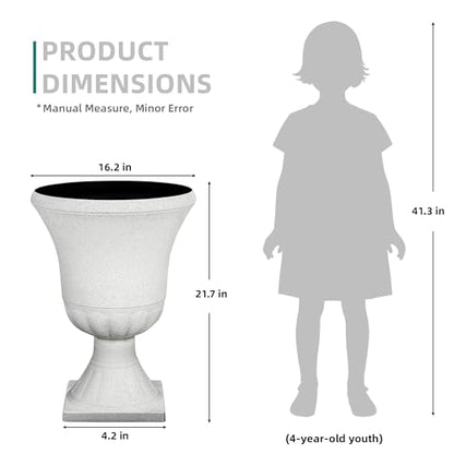 22" Tall Urn Planters Set of 2 Large Flower Pots, Indoor Outdoor Use - color: 22"h-white Terrazzo